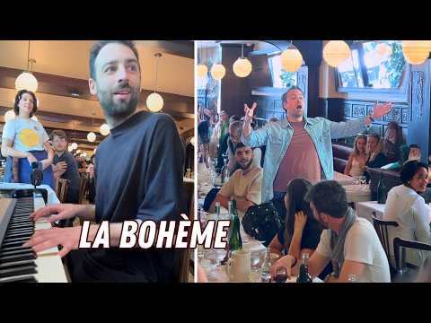 French Opera Singer surprises the whole restaurant! Everyone starts singing 😍 thumbnail from Julien Cohen